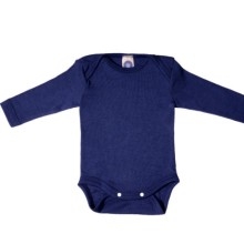 Body Cosilana Langarmbody Wolle / Seide viele Farben, CO uni und Ringel: marine-blau, Doppelgröße: 50/56