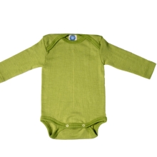 Body Cosilana Langarmbody Wolle / Seide viele Farben, CO uni und Ringel: grün, Doppelgröße: 50/56