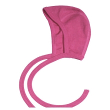 Babymützchen Cosilana Häubchen Wolle / Seide, CO uni und Ringel: himbeer (pink), Doppelgröße: 50/56