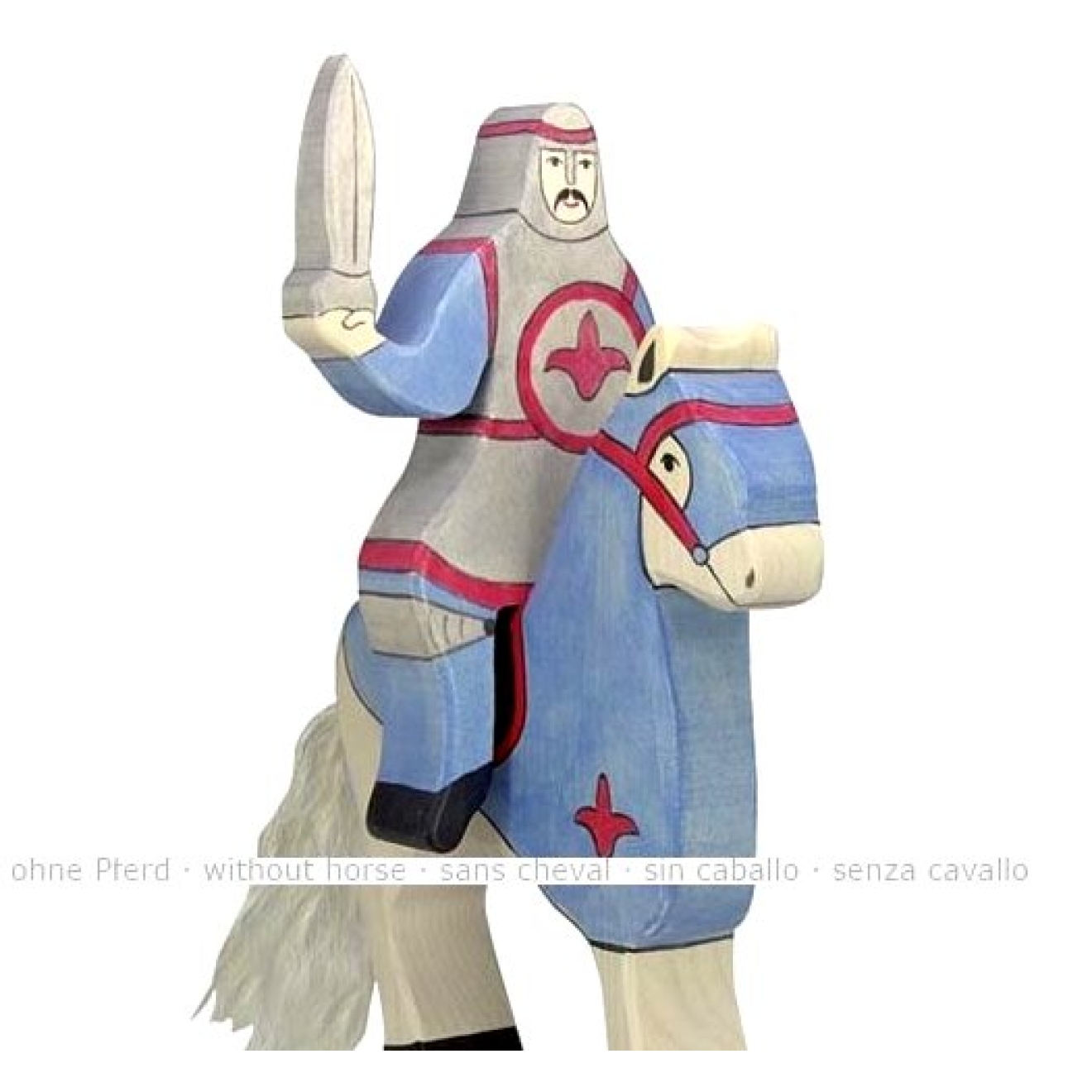 Ritter Holztiger blau reitend